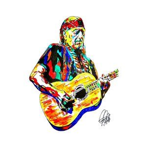 Willie Nelson Singer Guitar Pop Country Music Print Poster Wall Art 11x17